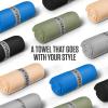 imageVENTURE 4TH Quick Dry Towel Microfiber Travel Towel Ideal for Camping Hiking Backpacking Gym Lightweight ampamp Fast Drying Travel Towels for Body Compact ampamp Easy to Pack  Light Gray Extra LargeBeige