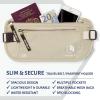imageVENTURE 4TH Travel Money Belt  Slim Passport Holder RFID Blocking Travel Pouch to Protect Cash Credit Cards and Travel Documents BrownBeige