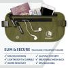 imageVENTURE 4TH Travel Money Belt  Slim Passport Holder RFID Blocking Travel Pouch to Protect Cash Credit Cards and Travel Documents BrownGreen