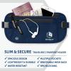 imageVENTURE 4TH Travel Money Belt  Slim Passport Holder RFID Blocking Travel Pouch to Protect Cash Credit Cards and Travel Documents BrownNavy Blue