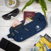 imageVENTURE 4TH Travel Money Belt  Slim Passport Holder RFID Blocking Travel Pouch to Protect Cash Credit Cards and Travel Documents BrownNavy Blue