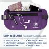 imageVENTURE 4TH Travel Money Belt  Slim Passport Holder RFID Blocking Travel Pouch to Protect Cash Credit Cards and Travel Documents BrownPurple