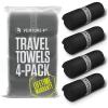 imageVENTURE 4TH  4pcs Quick Dry Towels Microfiber Travel Towels Ideal for Camping Hiking Backpacking Gym Lightweight ampamp Fast Drying Travel Towels for Body Compact ampamp Easy to Pack  4 Pack Extra Large4pack Black