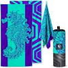 imageVENTURE 4TH Microfiber Beach Towel QuickDry Compact SandFree Absorbent Sandproof and Lightweight  Perfect for Camping Beach and Roadtrips Midnight Bloom Design  35x78 inchesMandala Seahorse