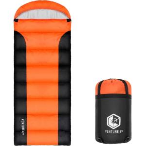 imageVENTURE 4TH Backpacking Sleeping Bag  XXL Double and Single Sizes  Lightweight Warm ampamp Cold Weather Sleeping Bags for Adults Kids ampamp Couples  Ideal for Hiking Camping ampamp Outdoor Adventures30lbs  OrangeBlack