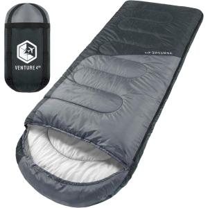 imageVENTURE 4TH Backpacking Sleeping Bag  XXL Double and Single Sizes  Lightweight Warm ampamp Cold Weather Sleeping Bags for Adults Kids ampamp Couples  Ideal for Hiking Camping ampamp Outdoor Adventures40lbs  BlackSilver