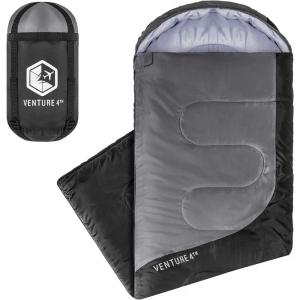 imageVENTURE 4TH Backpacking Sleeping Bag  XXL Double and Single Sizes  Lightweight Warm ampamp Cold Weather Sleeping Bags for Adults Kids ampamp Couples  Ideal for Hiking Camping ampamp Outdoor Adventures30lbs  BlackSilver
