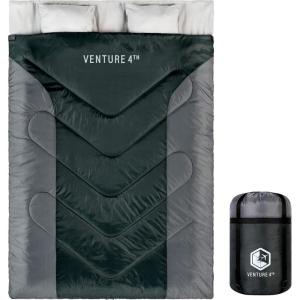 imageVENTURE 4TH Backpacking Sleeping Bag  XXL Double and Single Sizes  Lightweight Warm ampamp Cold Weather Sleeping Bags for Adults Kids ampamp Couples  Ideal for Hiking Camping ampamp Outdoor Adventures70lbs  BlackSilver