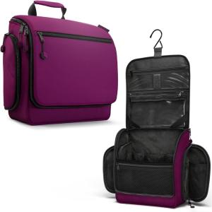imageVENTURE 4TH Hanging Travel Toiletry Bag for Women ampamp Men  Travel Organizer with Expandable Compartments ampamp Removable Clear Pouch for Toiletries RedPurple