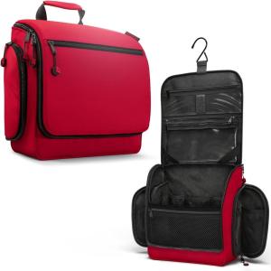 imageVENTURE 4TH Hanging Travel Toiletry Bag for Women ampamp Men  Travel Organizer with Expandable Compartments ampamp Removable Clear Pouch for Toiletries RedRed