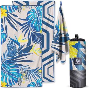 imageVENTURE 4TH Microfiber Beach Towel QuickDry Compact SandFree Absorbent Sandproof and Lightweight  Perfect for Camping Beach and Roadtrips Midnight Bloom Design  35x78 inchesHibiscus