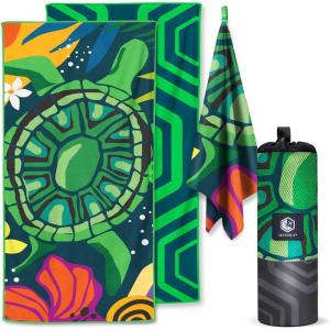 imageVENTURE 4TH Microfiber Beach Towel QuickDry Compact SandFree Absorbent Sandproof and Lightweight  Perfect for Camping Beach and Roadtrips Midnight Bloom Design  35x78 inchesTurtle Bay