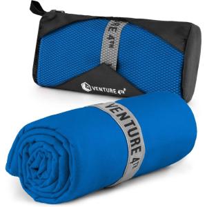 imageVENTURE 4TH Quick Dry Towel Microfiber Travel Towel Ideal for Camping Hiking Backpacking Gym Lightweight ampamp Fast Drying Travel Towels for Body Compact ampamp Easy to Pack  Light Gray Extra LargeBlue