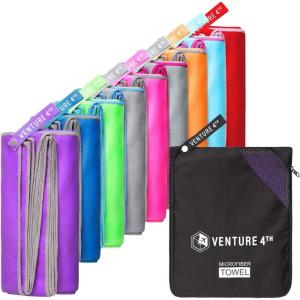 imageVENTURE 4TH Quick Dry Travel Towel  Fast Drying Ultra Soft Microfiber Towels  Essential for Camping Backpacking Yoga Swimming Gym Sports and Beach  3 Compact SizesPurple Gray