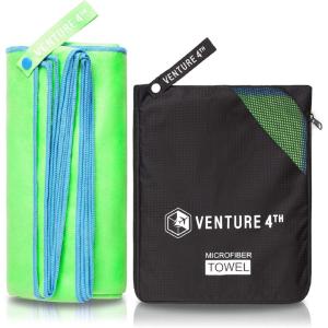 imageVENTURE 4TH Quick Dry Travel Towel  Fast Drying Ultra Soft Microfiber Towels  Essential for Camping Backpacking Yoga Swimming Gym Sports and Beach  3 Compact SizesGreen Blue