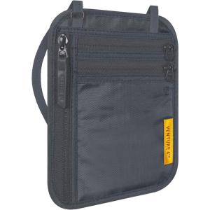 imageVENTURE 4TH RFID Blocking Travel Neck Wallet  Security Neck Pouch Passport Holder with Nylon Lining GreenGray
