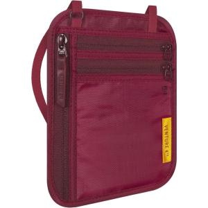imageVENTURE 4TH RFID Blocking Travel Neck Wallet  Security Neck Pouch Passport Holder with Nylon Lining GreenRed