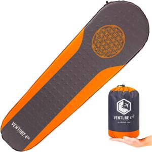 imageVENTURE 4TH Self Inflating Sleeping Pad  No Pump Required EasyInflate  Warm Quiet Supportive Mattress for a Comfortable Nights Sleep  Compact Ultralight Mat  Ideal For Backpacking and Camping