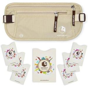 imageVENTURE 4TH Slim Minimalist Design RFID Money Belt with RFID Blocking Sleeves for Men and Women  Ideal for Keeping Your Cash Credit Card Passport Phone Secure When Traveling  BrownBeige