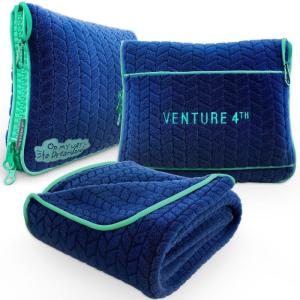 imageVENTURE 4TH Travel Blanket Pillow  Premium UltraSoft ampamp Warm 2in1 Blanket or Pillow for Airplane Car ampamp Bus  Compact Lightweight ampamp Portable  LintFree No Shedding No Pilling  PinkNavyteal