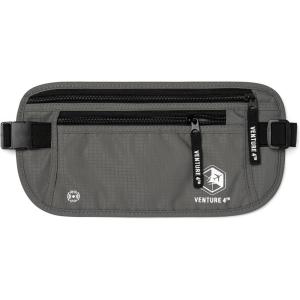 imageVENTURE 4TH Travel Money Belt  Slim Passport Holder RFID Blocking Travel Pouch to Protect Cash Credit Cards and Travel Documents BrownAsh Gray