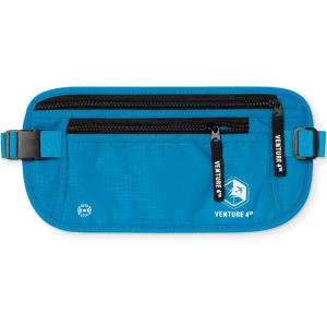 imageVENTURE 4TH Travel Money Belt  Slim Passport Holder RFID Blocking Travel Pouch to Protect Cash Credit Cards and Travel Documents BrownBlue