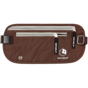 imageVENTURE 4TH Travel Money Belt  Slim Passport Holder RFID Blocking Travel Pouch to Protect Cash Credit Cards and Travel Documents BrownBrown