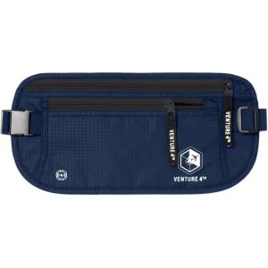imageVENTURE 4TH Travel Money Belt  Slim Passport Holder RFID Blocking Travel Pouch to Protect Cash Credit Cards and Travel Documents BrownNavy Blue