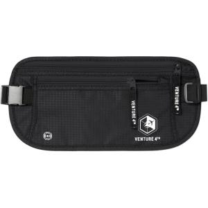 imageVENTURE 4TH Travel Money Belt  Slim Passport Holder RFID Blocking Travel Pouch to Protect Cash Credit Cards and Travel Documents BrownPure Black