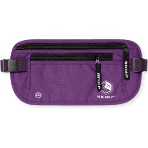 imageVENTURE 4TH Travel Money Belt  Slim Passport Holder RFID Blocking Travel Pouch to Protect Cash Credit Cards and Travel Documents BrownPurple