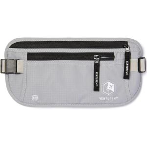 imageVENTURE 4TH Travel Money Belt  Slim Passport Holder RFID Blocking Travel Pouch to Protect Cash Credit Cards and Travel Documents BrownSilver