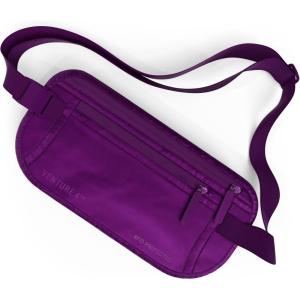 imageVENTURE 4TH Travel Money Belt  Slim Passport Holder RFID Blocking Travel Pouch to Protect Cash Credit Cards and Travel Documents BrownSleek Purple