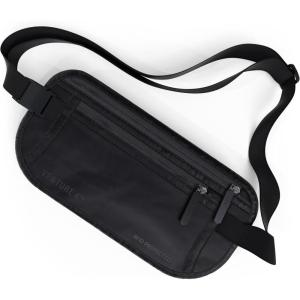 imageVENTURE 4TH Travel Money Belt  Slim Passport Holder RFID Blocking Travel Pouch to Protect Cash Credit Cards and Travel Documents GraySleek Black