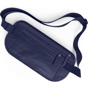 imageVENTURE 4TH Travel Money Belt  Slim Passport Holder RFID Blocking Travel Pouch to Protect Cash Credit Cards and Travel Documents GraySleek Navy Blue