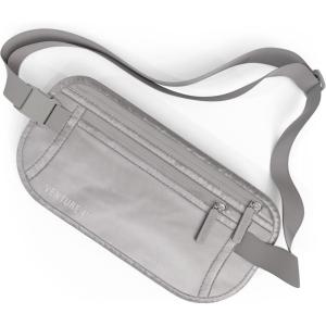 imageVENTURE 4TH Travel Money Belt  Slim Passport Holder RFID Blocking Travel Pouch to Protect Cash Credit Cards and Travel Documents GraySleek Silver