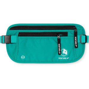 imageVENTURE 4TH Travel Money Belt  Slim Passport Holder RFID Blocking Travel Pouch to Protect Cash Credit Cards and Travel Documents GrayTurquoise