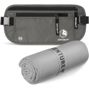 imageVENTURE 4TH Travel Money Belt ampamp Quick Dry Towel Set  Ideal Travel Bundle for Vacations Backpacking and Business Trips  Travel Towel Size XL