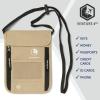 imageVENTURE 4TH Passport Holder Neck Wallet with RFID Blocking Nylon Lining  Hidden Neck Pouch for Travel Sleek BlackBeige