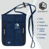 imageVENTURE 4TH Passport Holder Neck Wallet with RFID Blocking Nylon Lining  Hidden Neck Pouch for Travel Sleek BlackNavy Blue