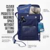 imageVENTURE 4TH Passport Holder Neck Wallet with RFID Blocking Nylon Lining  Hidden Neck Pouch for Travel Sleek BlackSleek Navy Blue
