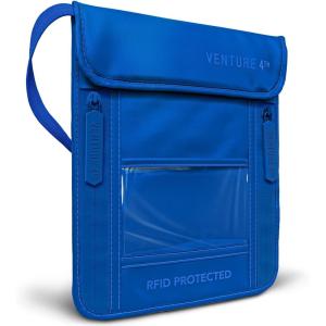 imageVENTURE 4TH Passport Holder Neck Wallet with RFID Blocking Nylon Lining  Hidden Neck Pouch for Travel Sleek BlackSleek Blue