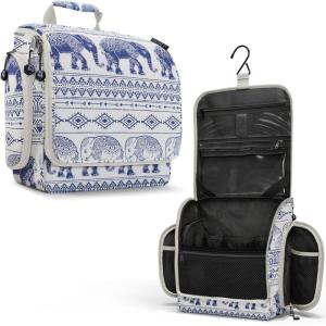 imageVENTURE 4TH Hanging Travel Toiletry Bag for Women ampamp Men  Travel Organizer with Expandable Compartments ampamp Removable Clear Pouch for Toiletries BeigeBlue Elephant