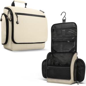 imageVENTURE 4TH Hanging Travel Toiletry Bag for Women ampamp Men  Travel Organizer with Expandable Compartments ampamp Removable Clear Pouch for Toiletries BeigeBeige