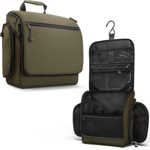 imageVENTURE 4TH Hanging Travel Toiletry Bag for Women ampamp Men  Travel Organizer with Expandable Compartments ampamp Removable Clear Pouch for Toiletries BeigeDark Green