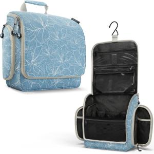 imageVENTURE 4TH Hanging Travel Toiletry Bag for Women ampamp Men  Travel Organizer with Expandable Compartments ampamp Removable Clear Pouch for Toiletries BeigeBlue Flowers
