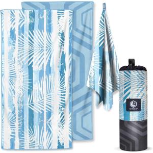 imageVENTURE 4TH Microfiber Beach Towel QuickDry Compact SandFree Absorbent Sandproof and Lightweight  Perfect for Camping Beach and Roadtrips Blue Lagoon Design  35x78 inchesOcean Vibe