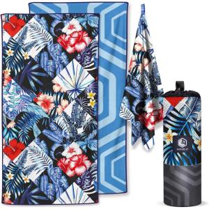 imageVENTURE 4TH Microfiber Beach Towel QuickDry Compact SandFree Absorbent Sandproof and Lightweight  Perfect for Camping Beach and Roadtrips Blue Lagoon Design  35x78 inchesMidnight Bloom