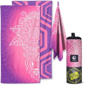 imageVENTURE 4TH Microfiber Beach Towel QuickDry Compact SandFree Absorbent Sandproof and Lightweight  Perfect for Camping Beach and Roadtrips Blue Lagoon Design  35x78 inchesPurple Mandala