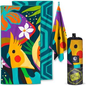 imageVENTURE 4TH Microfiber Beach Towel QuickDry Compact SandFree Absorbent Sandproof and Lightweight  Perfect for Camping Beach and Roadtrips Blue Lagoon Design  35x78 inchesRainforest Cockatoo